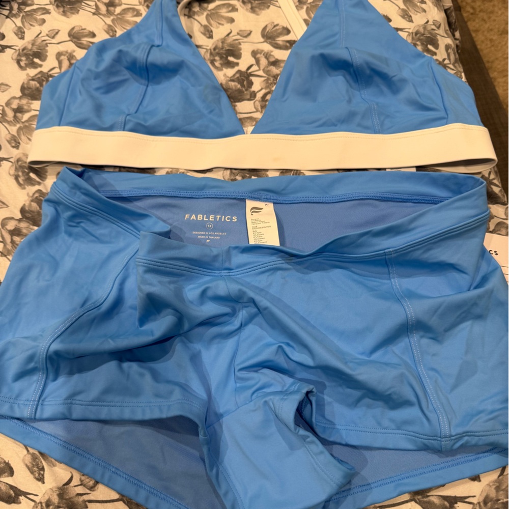 Fabletics Vibrant Blue Swimwear with White Trim